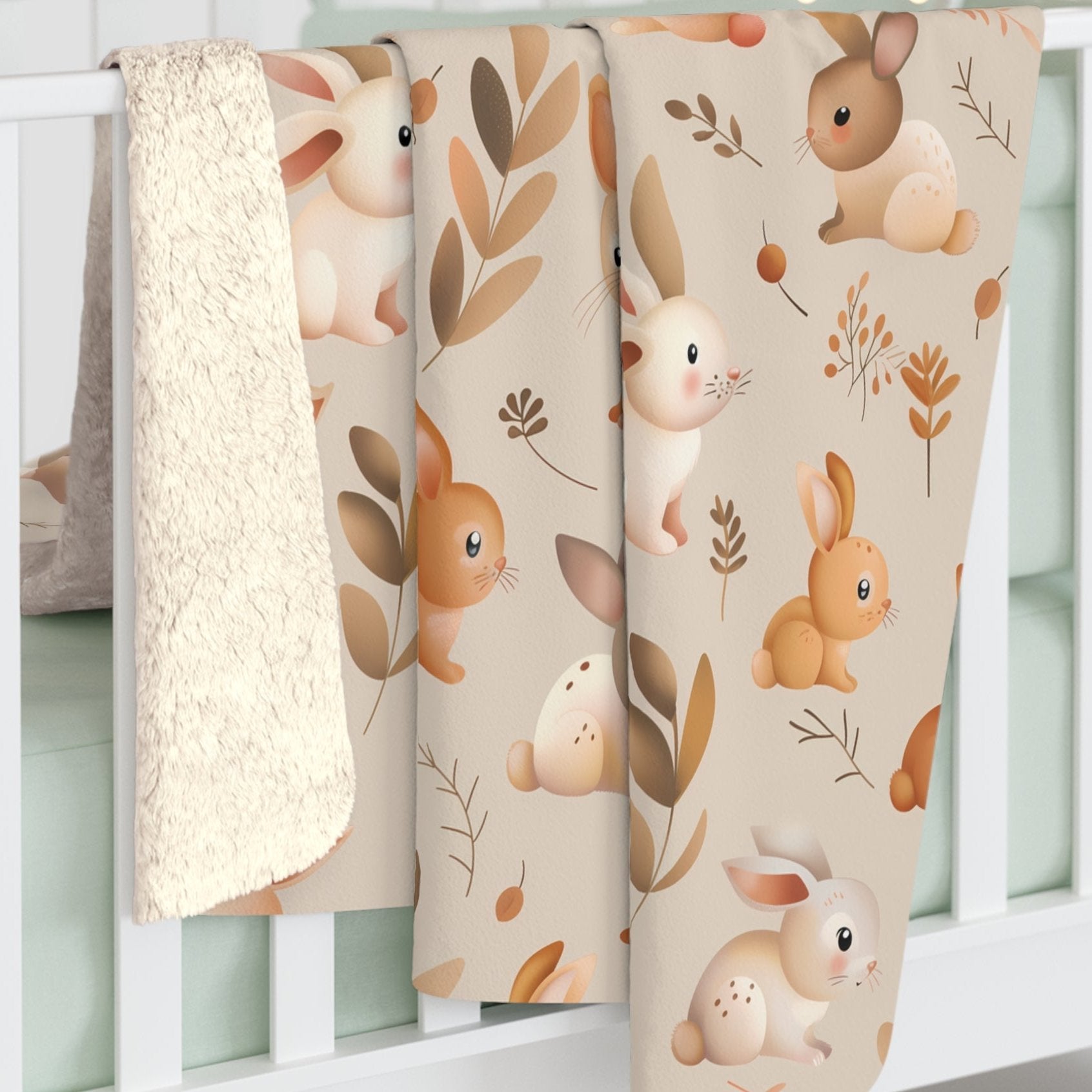 Baby Rabbit Blanket, Sherpa Fleece Blanket, Fnee Shipping, discount Two Sizes, Throw Blanket, Extra Soft, Custom Photo, Very Warm, Bunny