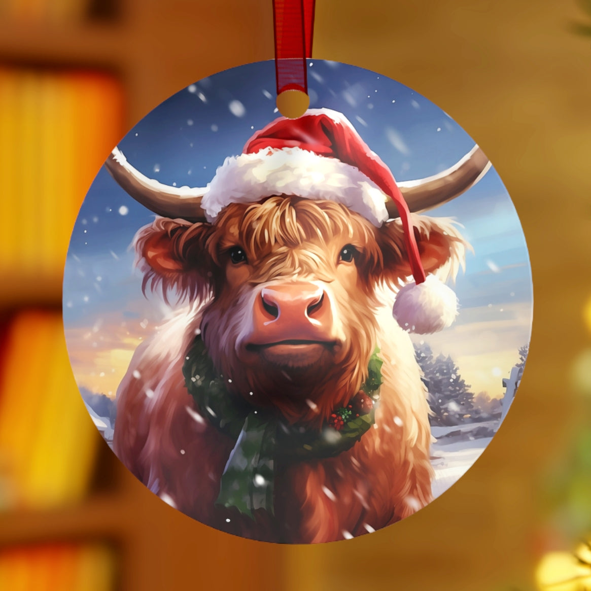 Car Mats | Set of 4 shops Mats | Christmas Bull | Funny Cow With A Santa Hat | Auto Accessories