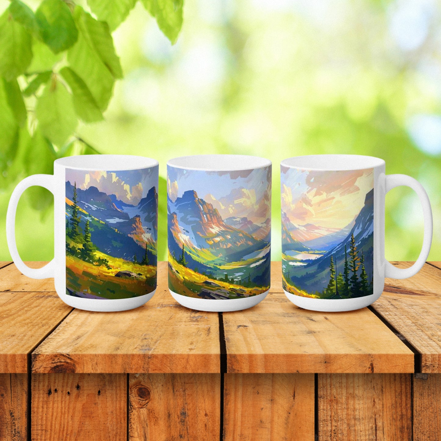 Large Collectible Coffee Mug with Glacier National Park Design, 15oz