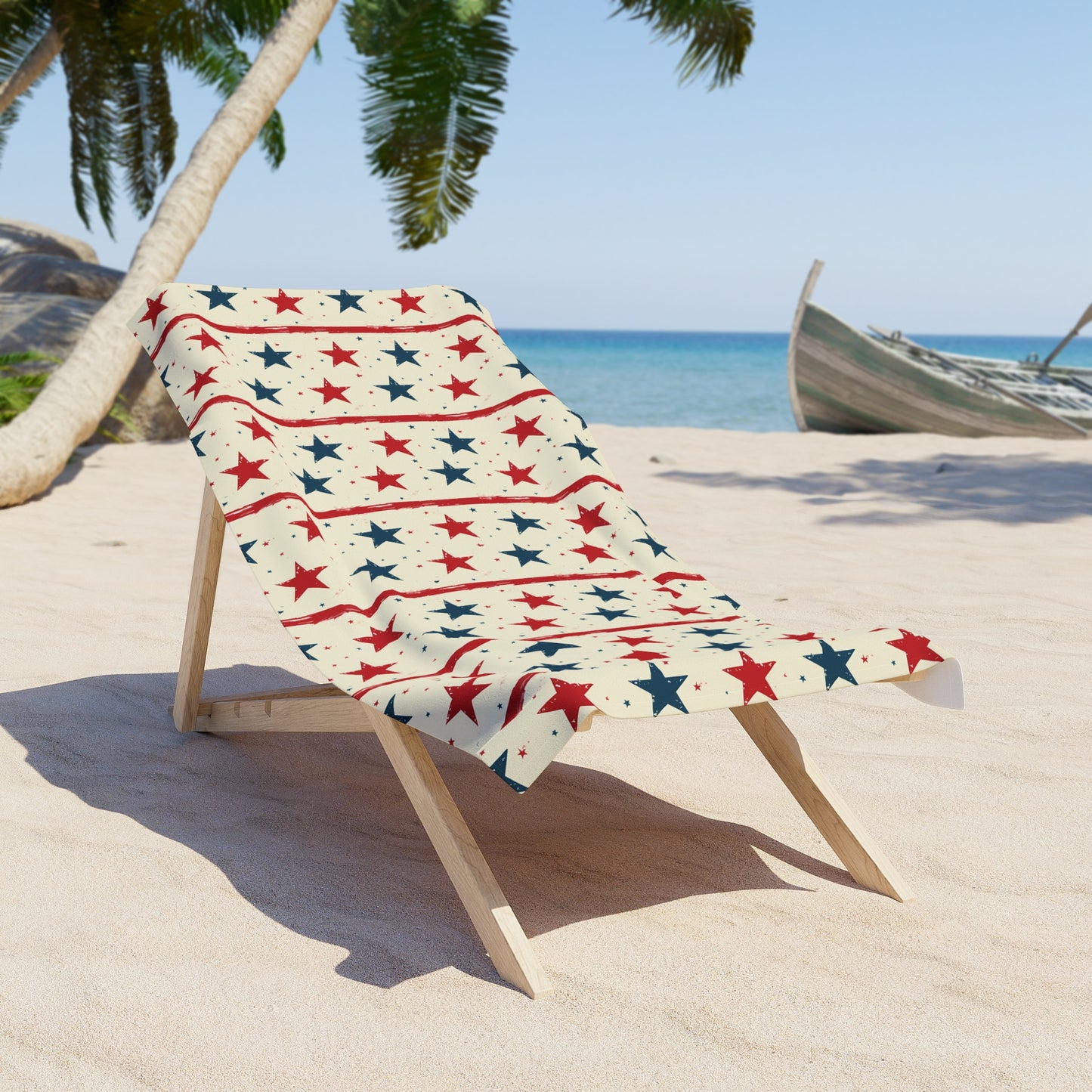 Microfiber Beach Towel with Americana Stars & Stripes Design (30" × 60")