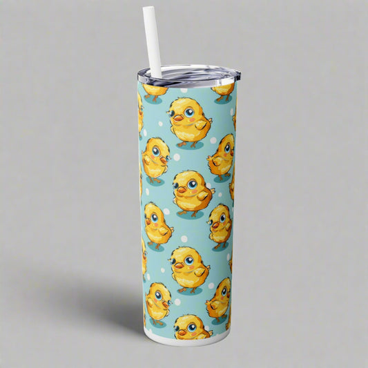 Insulated 20 oz Tumbler with Lid & Straw, Cute Baby Chicks - Double-walled Stainless Steel, Keeps Drinks Hot or Cold