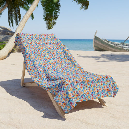 Oversized Microfiber Beach Towel with Liberty Print Plumeria Design (36" × 72")