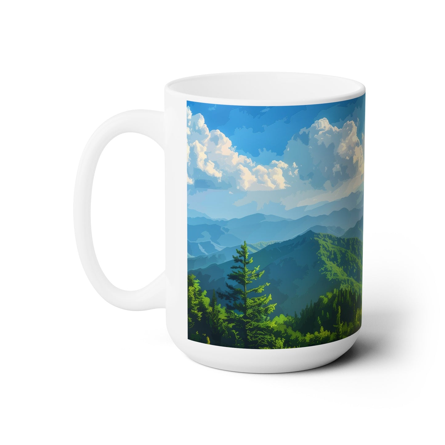 Large Collectible Coffee Mug with Great Smoky Mountains National Park Design, 15oz