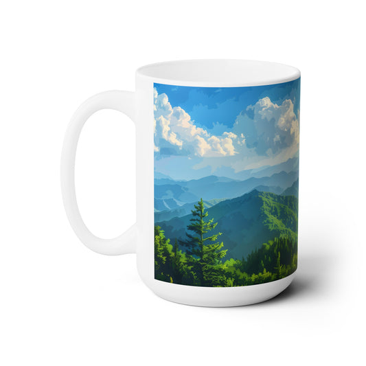 Large Collectible Coffee Mug with Great Smoky Mountains National Park Design, 15oz