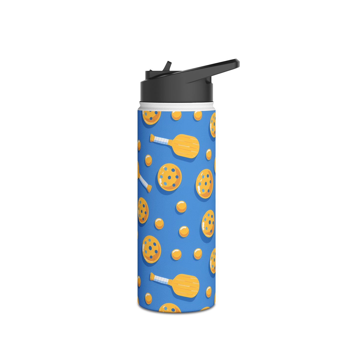 Stainless Steel Water Bottle Thermos, 18oz, Pickleball Paddle - Double Wall Insulation Keeps Drinks Hot or Cold