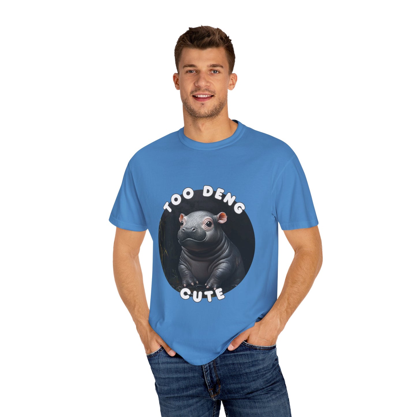 Unisex Garment-Dyed T-Shirt, Moo Deng the Cute Pygmy Hippo | 100% Cotton, Soft-Washed, Relaxed Fit