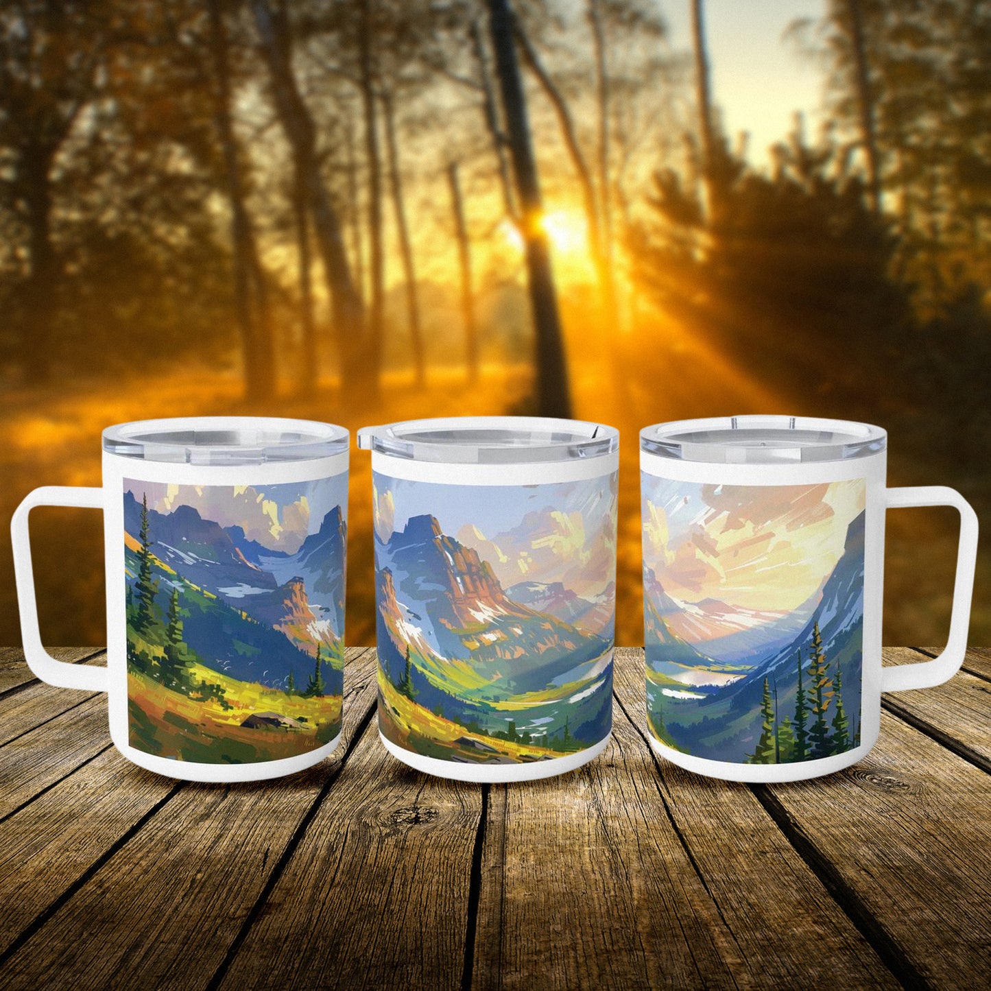 Insulated Coffee Mug with Glacier National Park Design, 10 oz