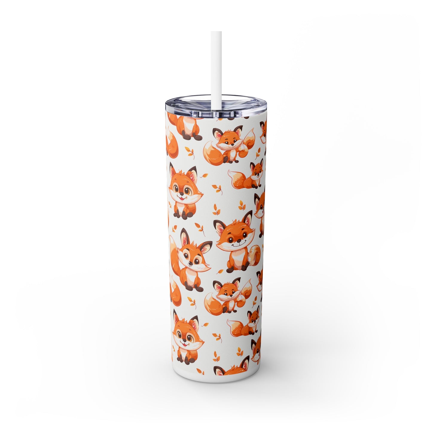 Insulated 20 oz Tumbler with Lid & Straw, Cute Baby Foxes - Double-walled Stainless Steel, Keeps Drinks Hot or Cold