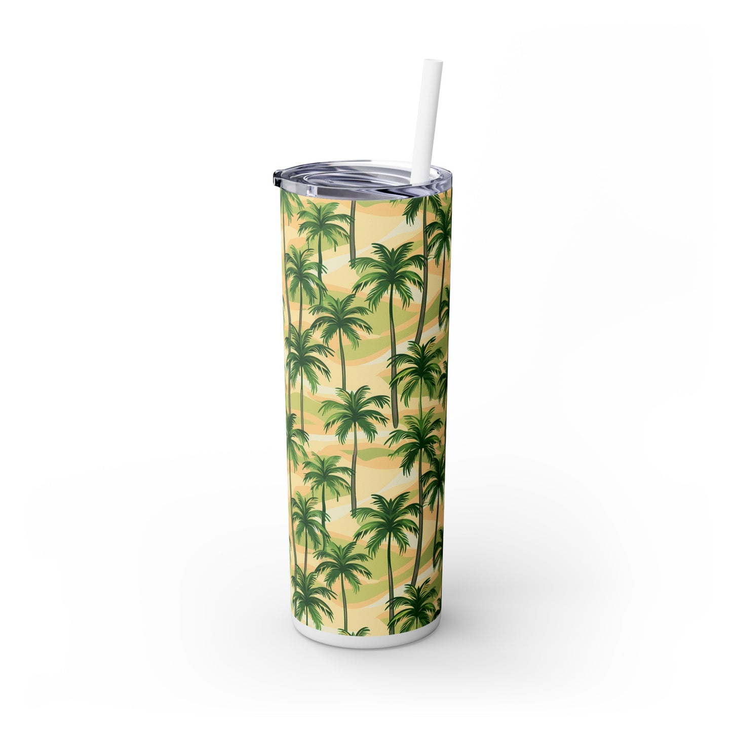 Stainless Steel Tumbler with Lid & Straw, 20 oz (Tropical Palm Trees) Double-walled, Keeps Drinks Hot or Cold