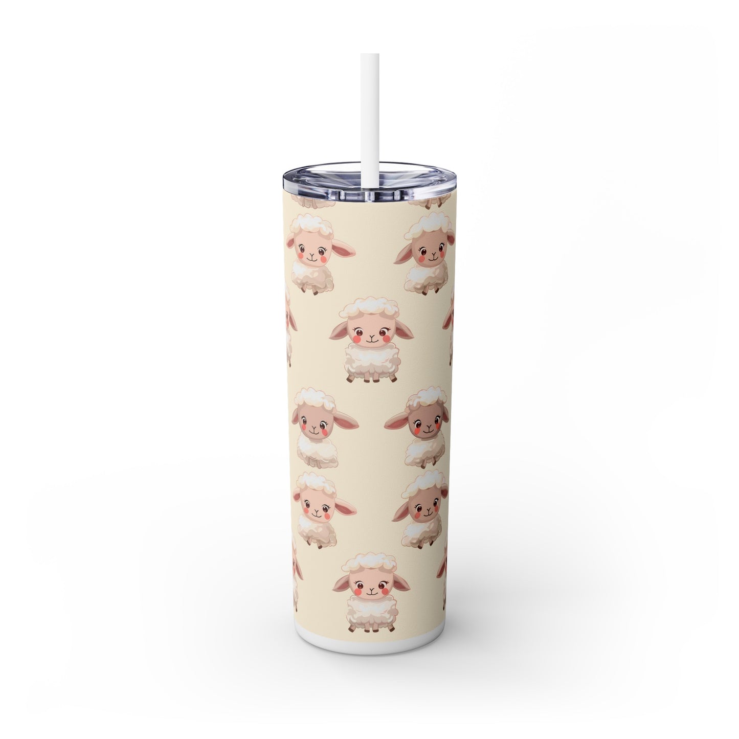 Insulated 20 oz Tumbler with Lid & Straw, Cute Baby Lamb - Double-walled Stainless Steel, Keeps Drinks Hot or Cold