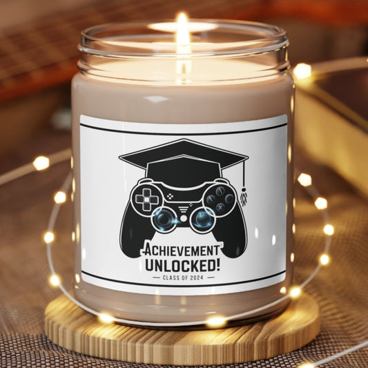 Funny Graduation Gift, Unscented Candle (Achievement Unlocked) - Grad Gift for Video Gamer