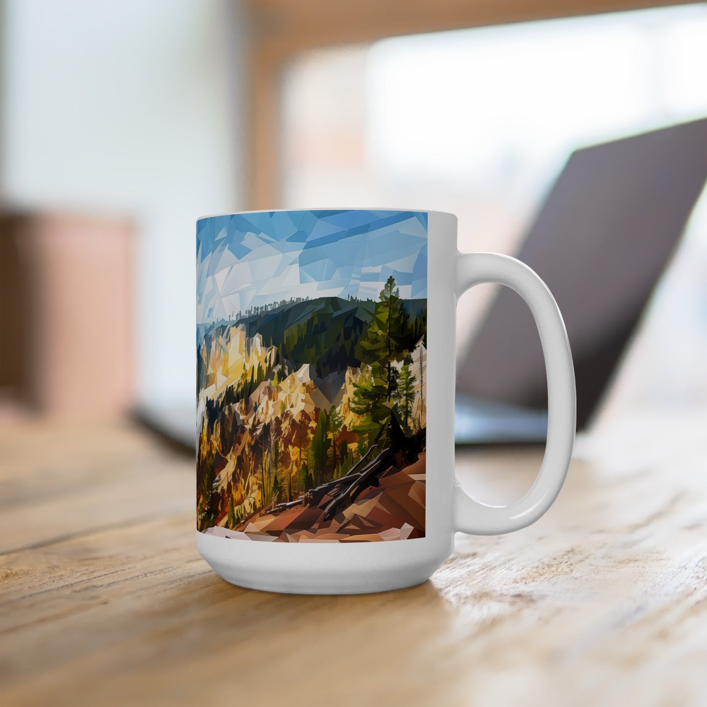 Large Collectible Coffee Mug with Yellowstone National Park Design, 15oz