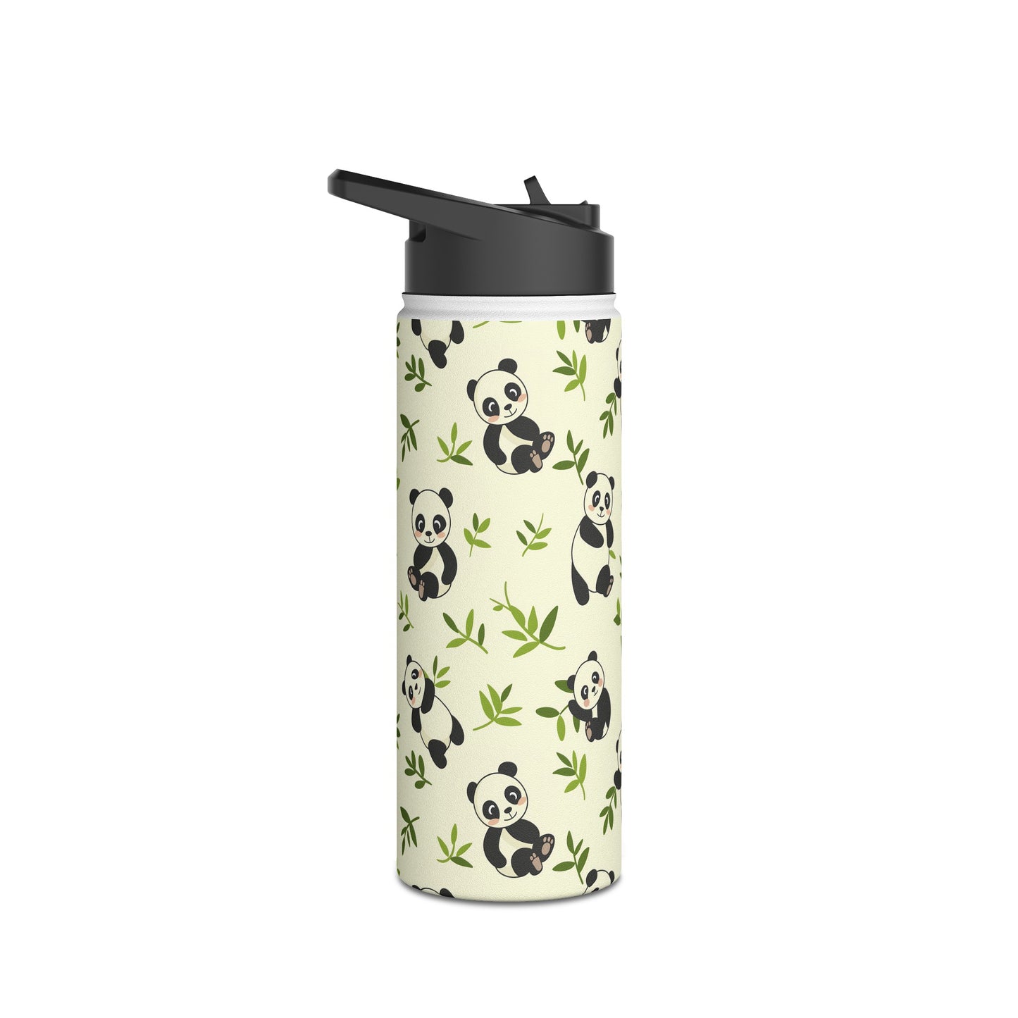 Insulated Water Bottle Thermos, 18oz, Cute Panda Bear Cubs - Double Walled Stainless Steel, Keeps Drinks Hot or Cold