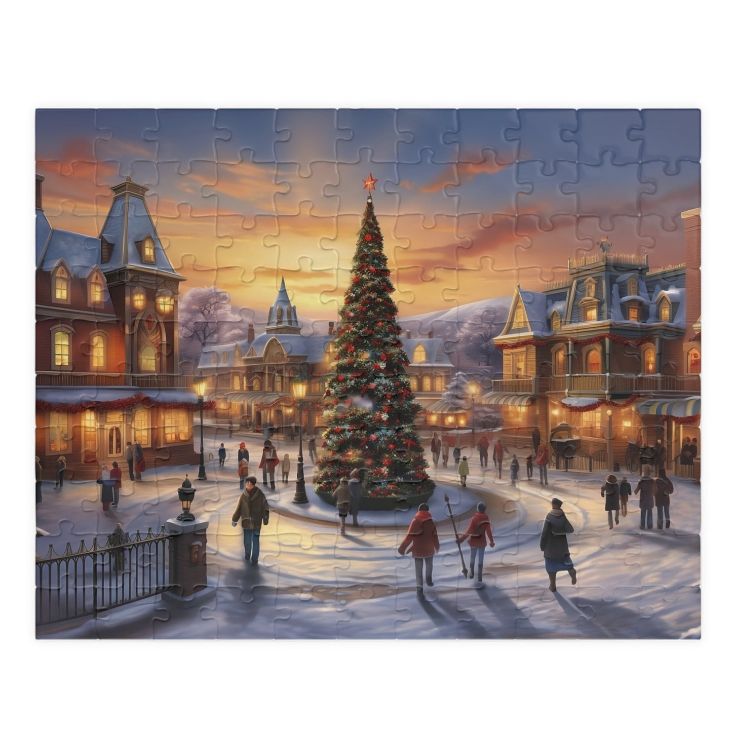 Victorian Christmas Village Jigsaw Puzzle for Adults and Kids, Perfect Holiday Gift (110 Pieces)