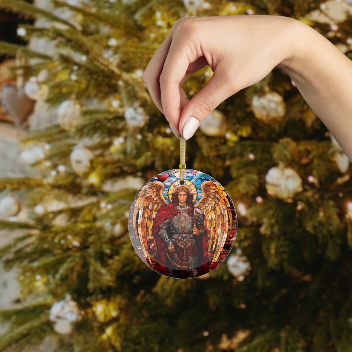 Archangel Michael Renaissance Glass Ornament