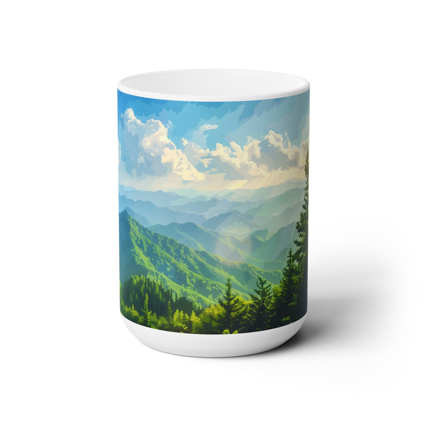 Large Collectible Coffee Mug with Great Smoky Mountains National Park Design, 15oz