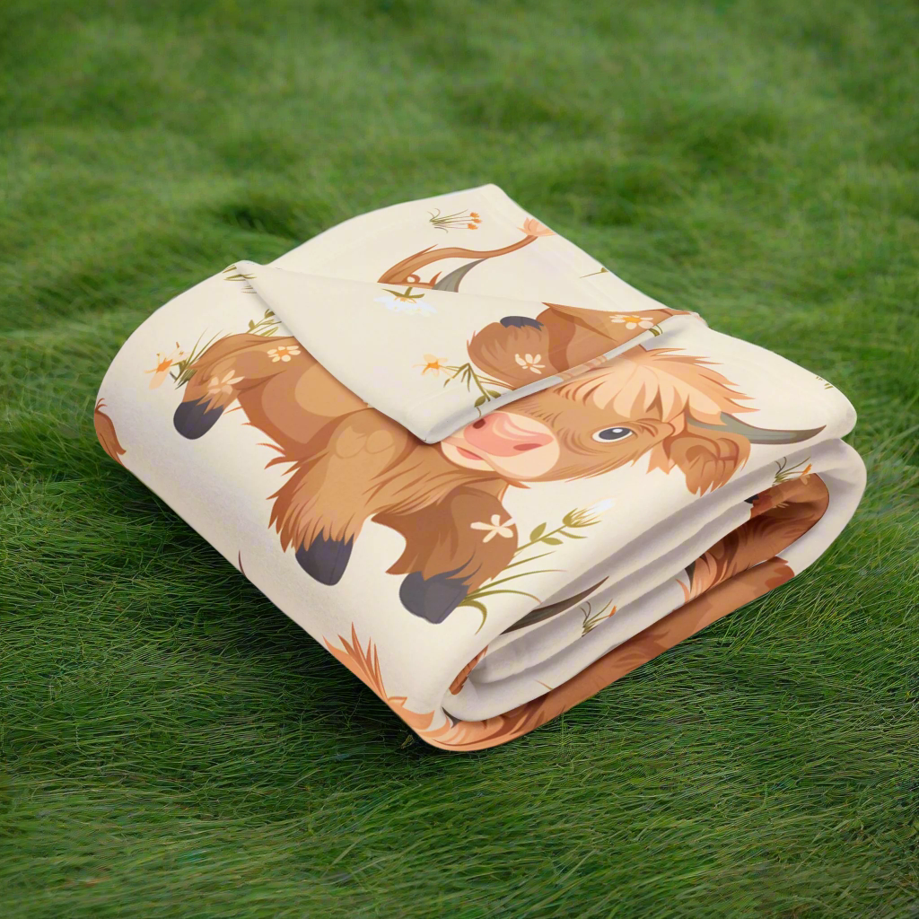 Cute Highland Cow Fleece Throw Blanket for Toddlers, Kids & Pets – Soft, Cozy, and Durable 30x40” Blanket