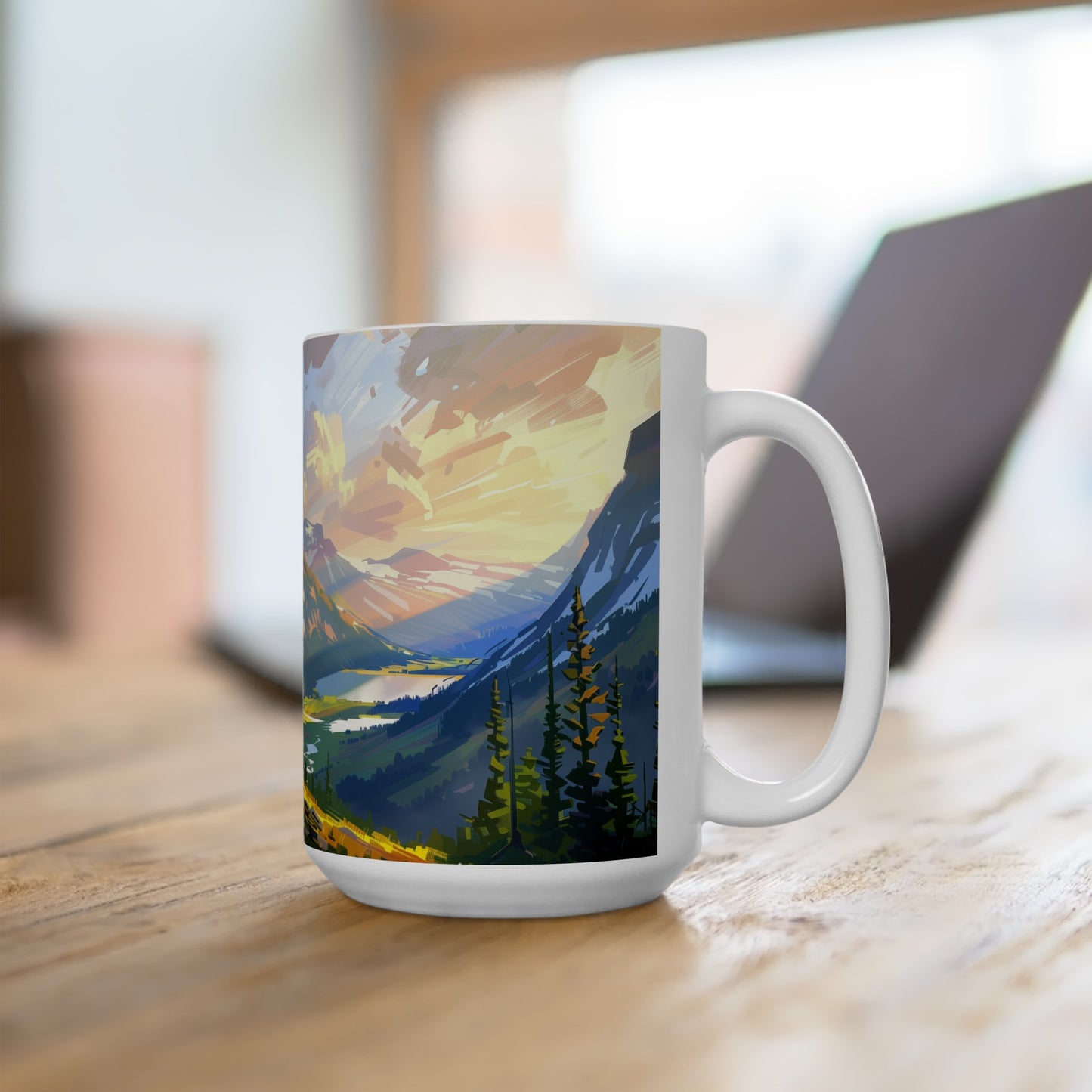 Large Collectible Coffee Mug with Glacier National Park Design, 15oz