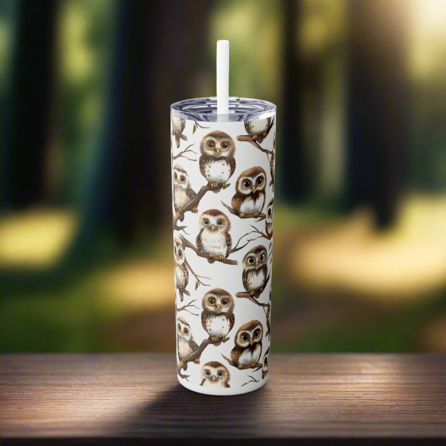 Insulated 20 oz Tumbler with Lid & Straw, Baby Owlets - Double-walled Stainless Steel, Keeps Drinks Hot or Cold