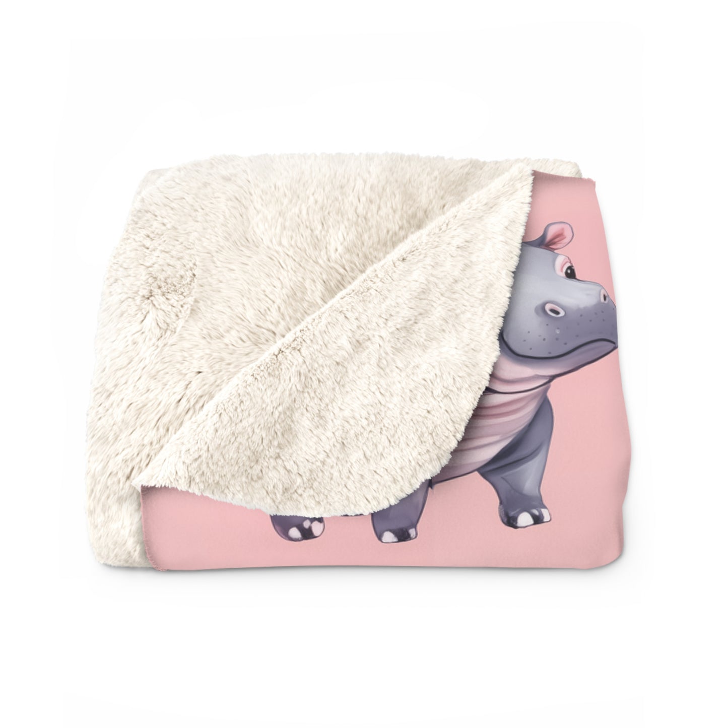 Sherpa Fleece Blanket with Adorable Baby Pygmy Hippos, 50×60" Cozy Blanket