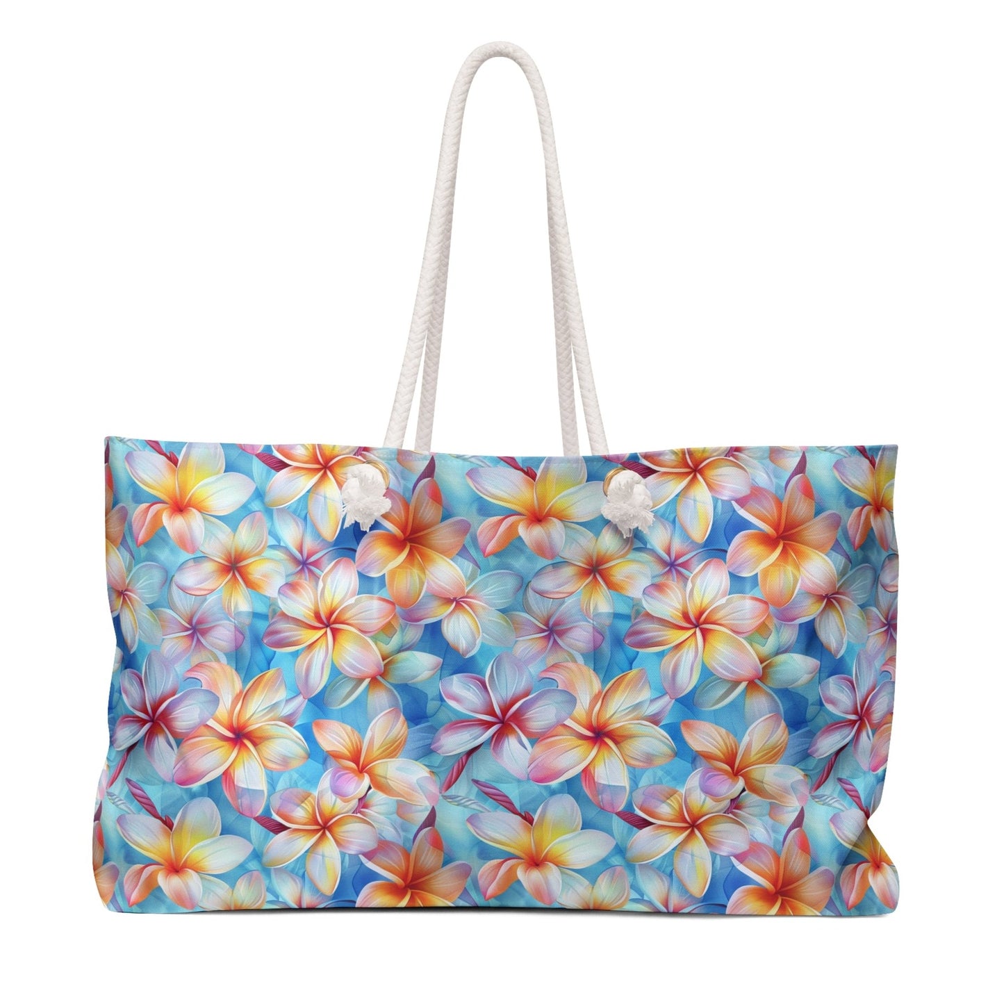 Deluxe Floral Tote & Beach Bag with Liberty Print Plumeria Design (24" × 13" x 5.5")