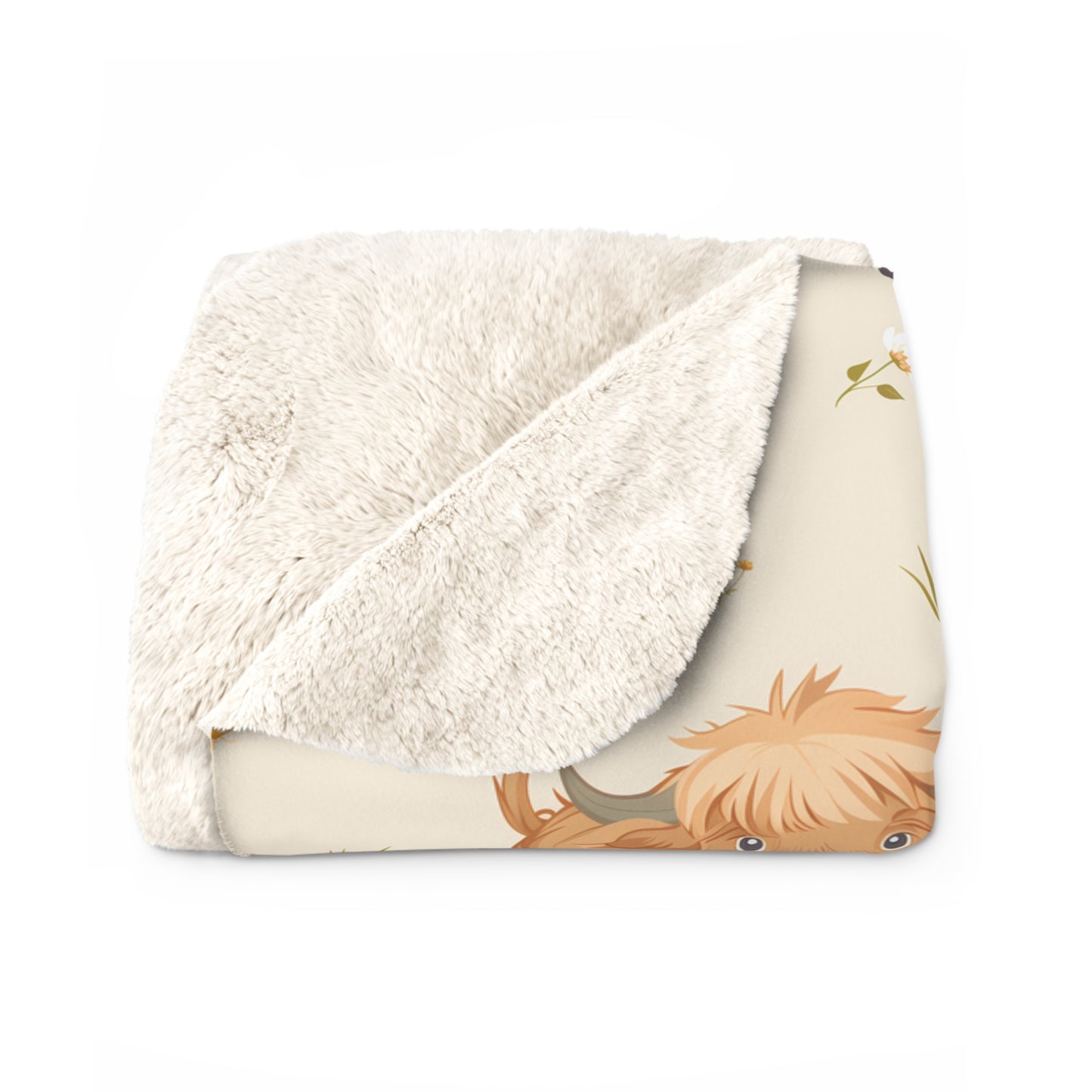 Sherpa Fleece Blanket with Cute Highland Cow Design, 50×60" Cozy Blanket