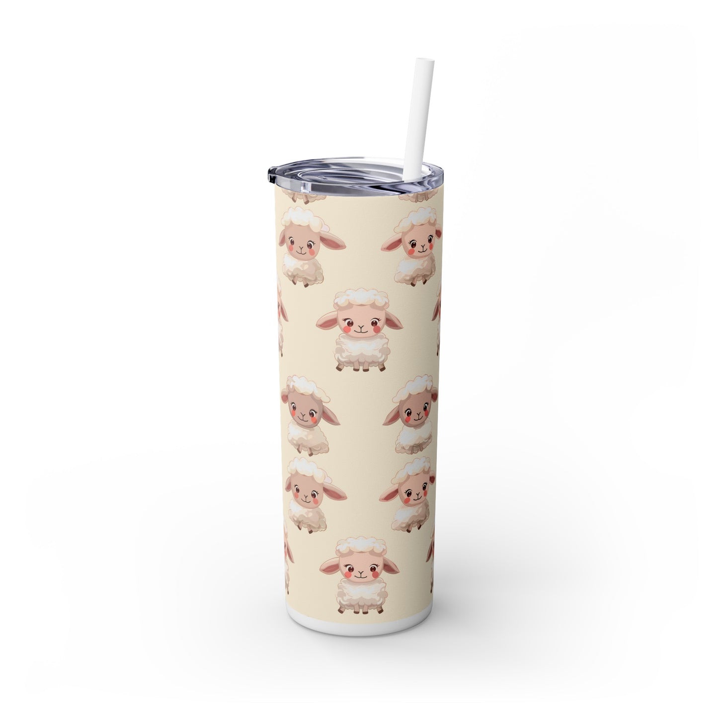 Insulated 20 oz Tumbler with Lid & Straw, Cute Baby Lamb - Double-walled Stainless Steel, Keeps Drinks Hot or Cold