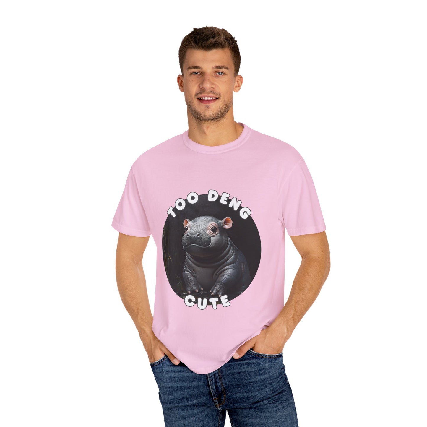 Unisex Garment-Dyed T-Shirt, Moo Deng the Cute Pygmy Hippo | 100% Cotton, Soft-Washed, Relaxed Fit