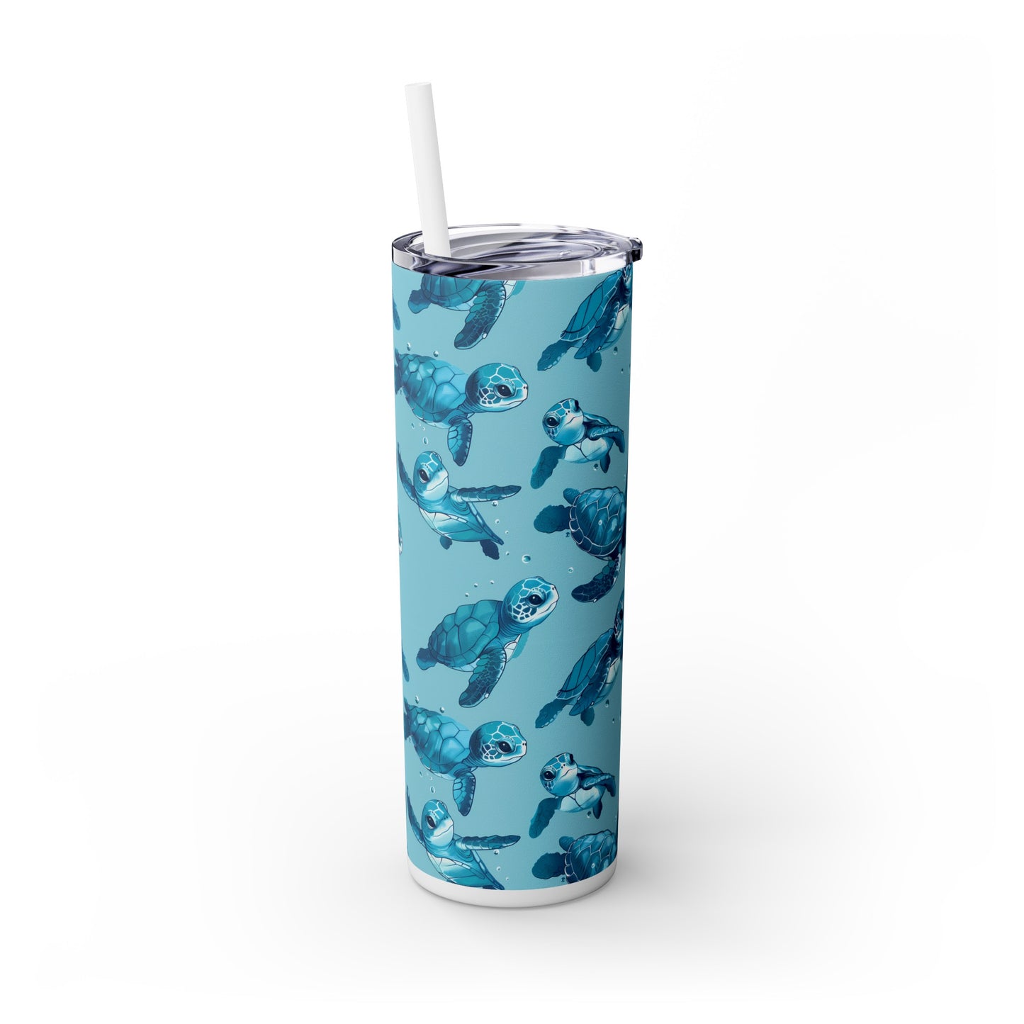 Stainless Steel Tumbler with Lid & Straw, 20 oz, Cute Baby Sea Turtles - Double-walled, Keeps Drinks Hot or Cold