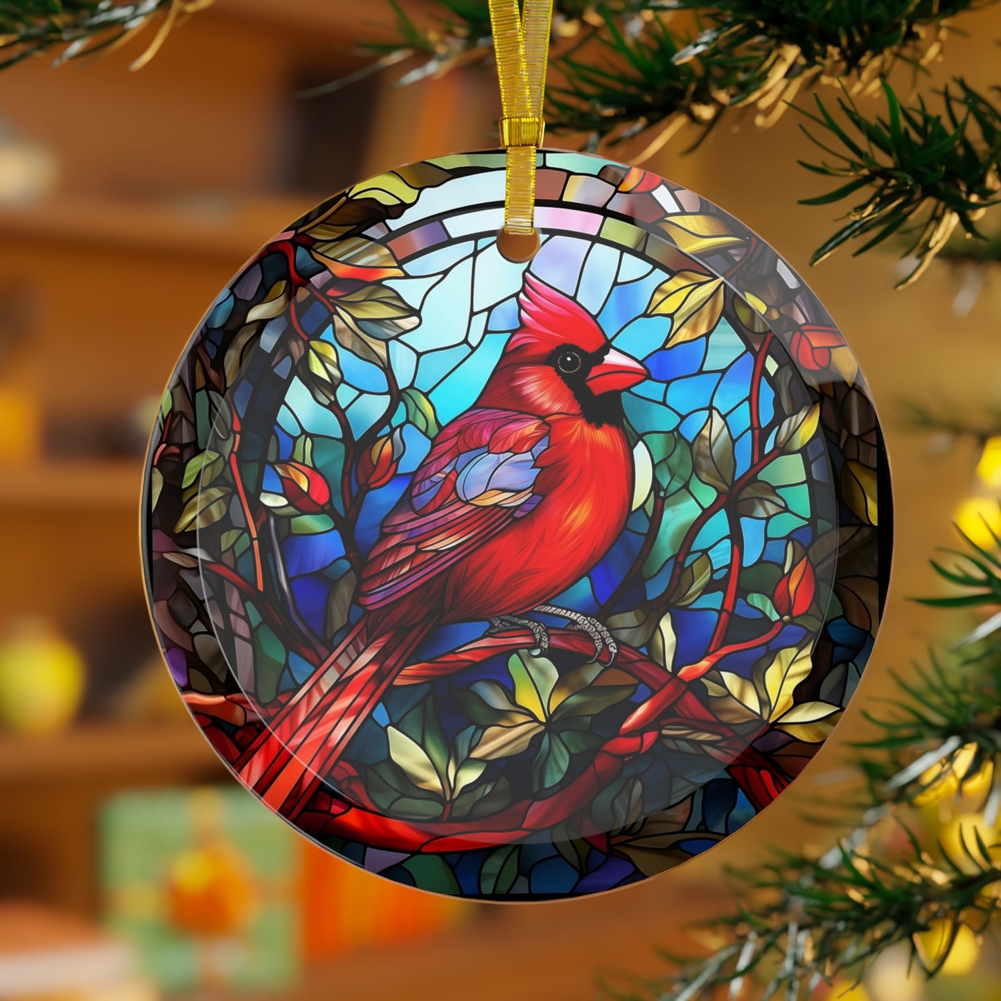 Yuletide Messenger, Northern Cardinal Glass Ornament
