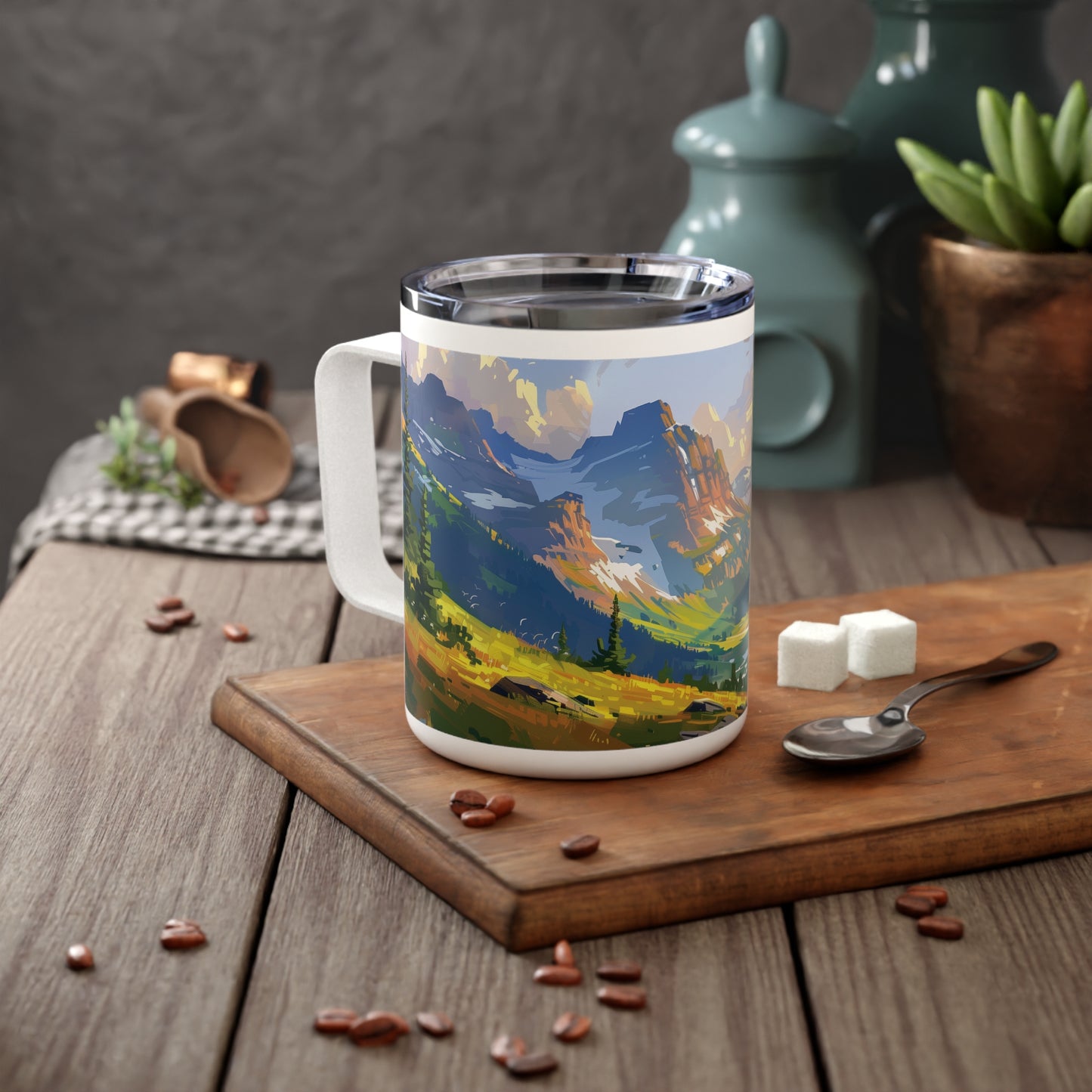 Insulated Coffee Mug with Glacier National Park Design, 10 oz