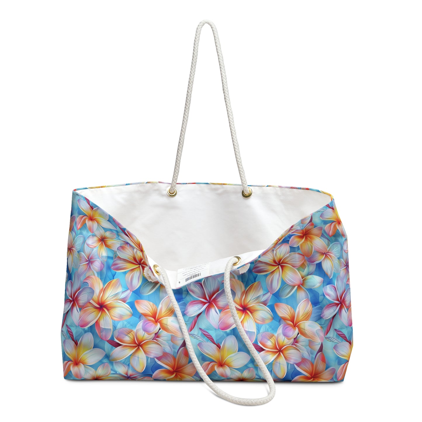 Deluxe Floral Tote & Beach Bag with Liberty Print Plumeria Design (24" × 13" x 5.5")