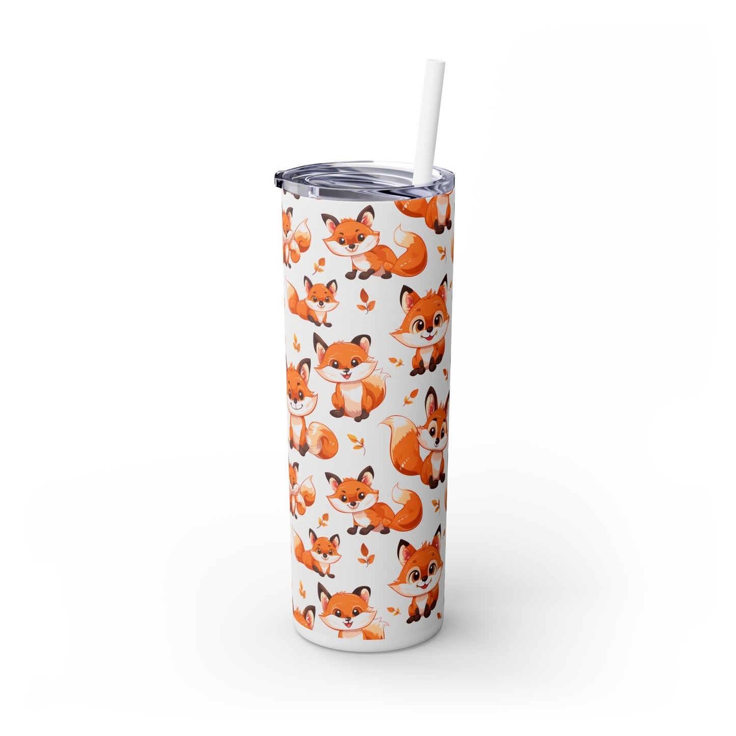 Insulated 20 oz Tumbler with Lid & Straw, Cute Baby Foxes - Double-walled Stainless Steel, Keeps Drinks Hot or Cold