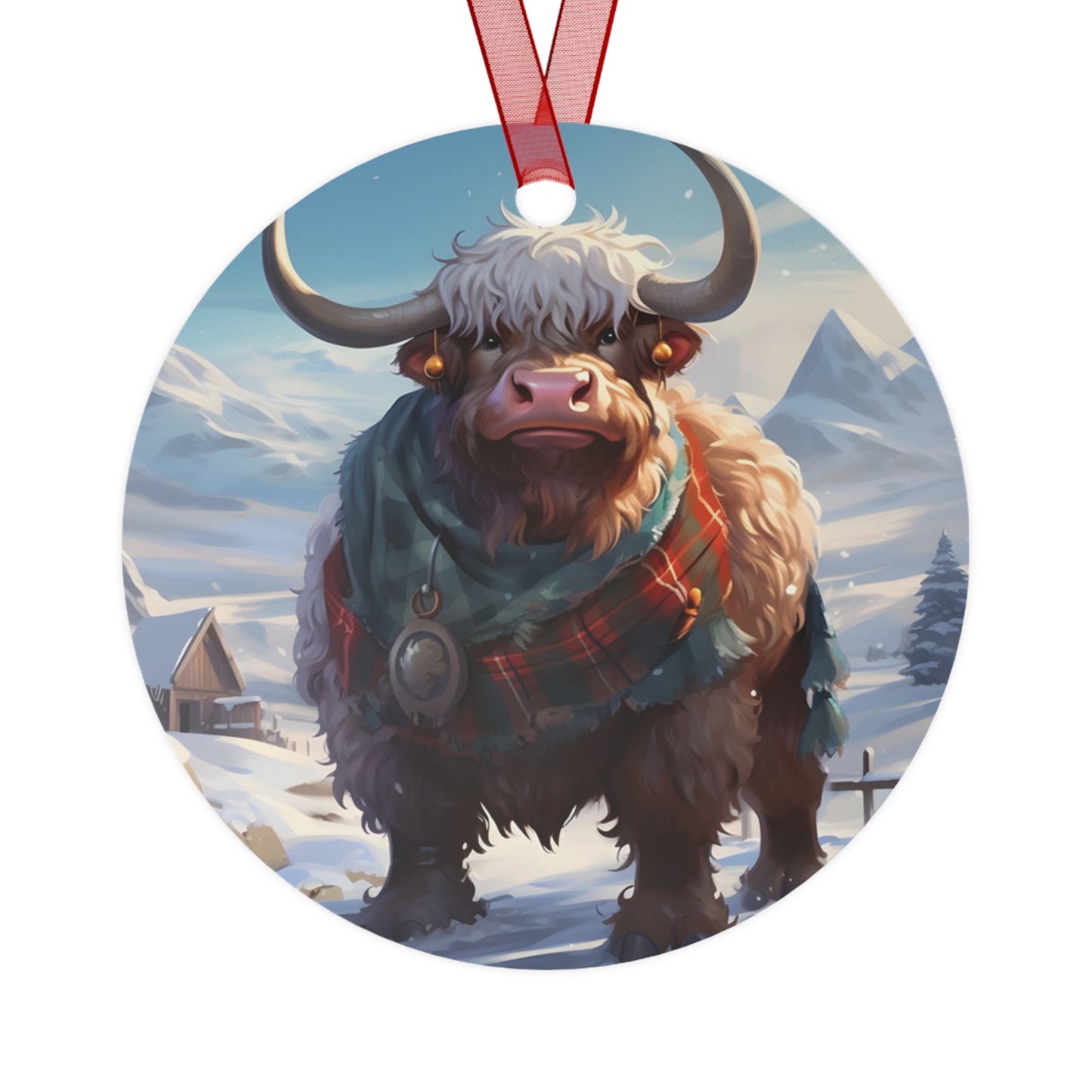 Grandpa Highland Cow, Family Christmas Ornament - Collectible for Tree or Hanging Car Ornaments