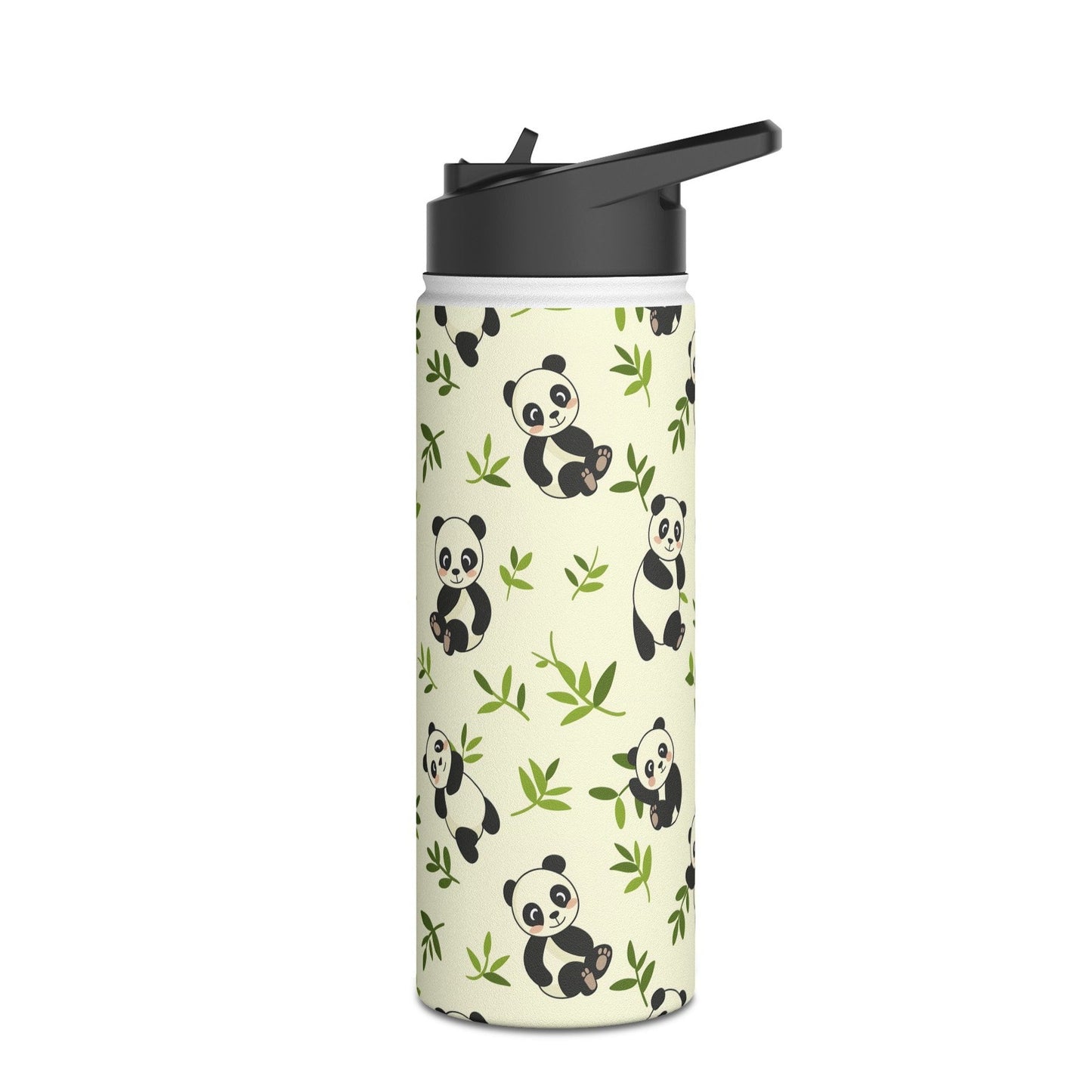 Insulated Water Bottle Thermos, 18oz, Cute Panda Bear Cubs - Double Walled Stainless Steel, Keeps Drinks Hot or Cold