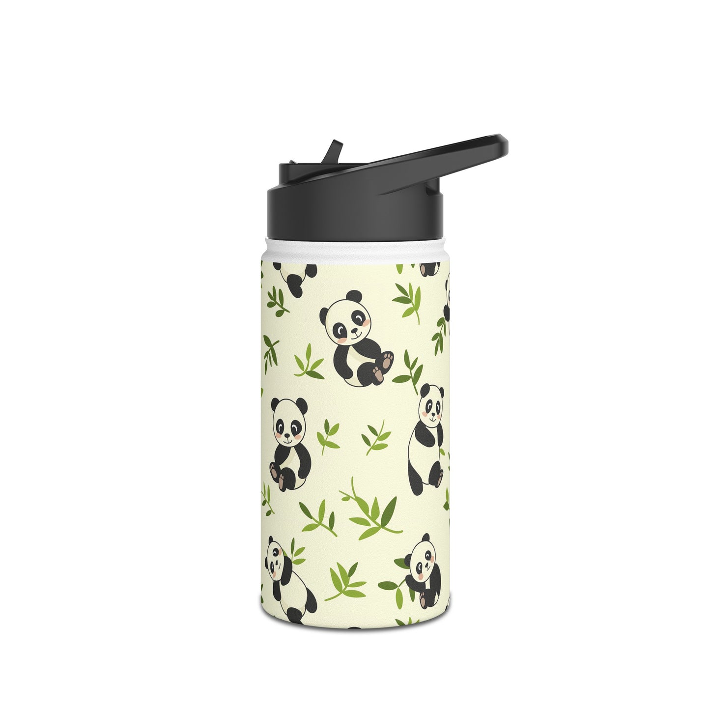 Insulated Water Bottle, 12oz, Cute Panda Bear Cubs - Double Walled Stainless Steel Thermos, Keeps Drinks Hot or Cold