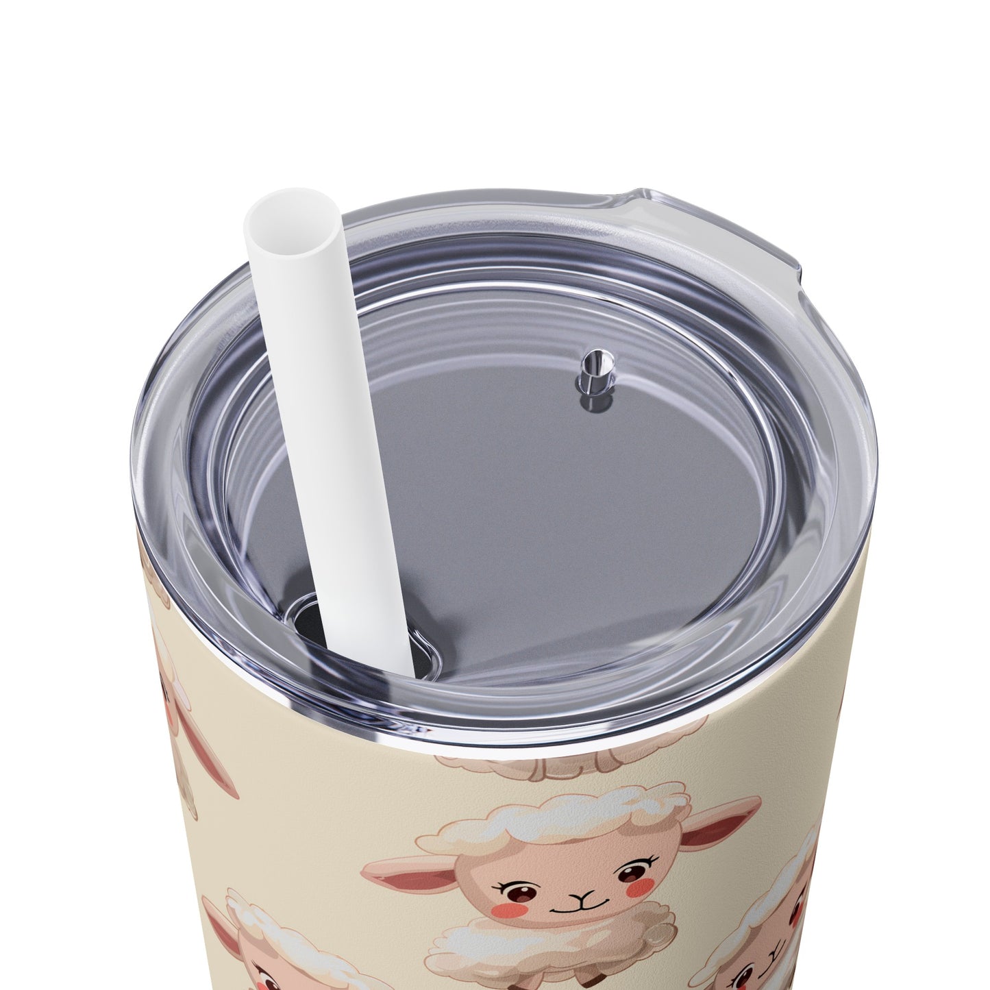 Insulated 20 oz Tumbler with Lid & Straw, Cute Baby Lamb - Double-walled Stainless Steel, Keeps Drinks Hot or Cold