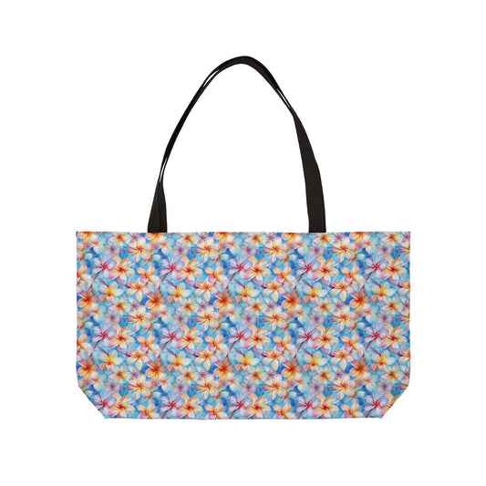 Liberty Print Plumeria Tote Bag with Tropical Floral Design (24" x 13" x 2")