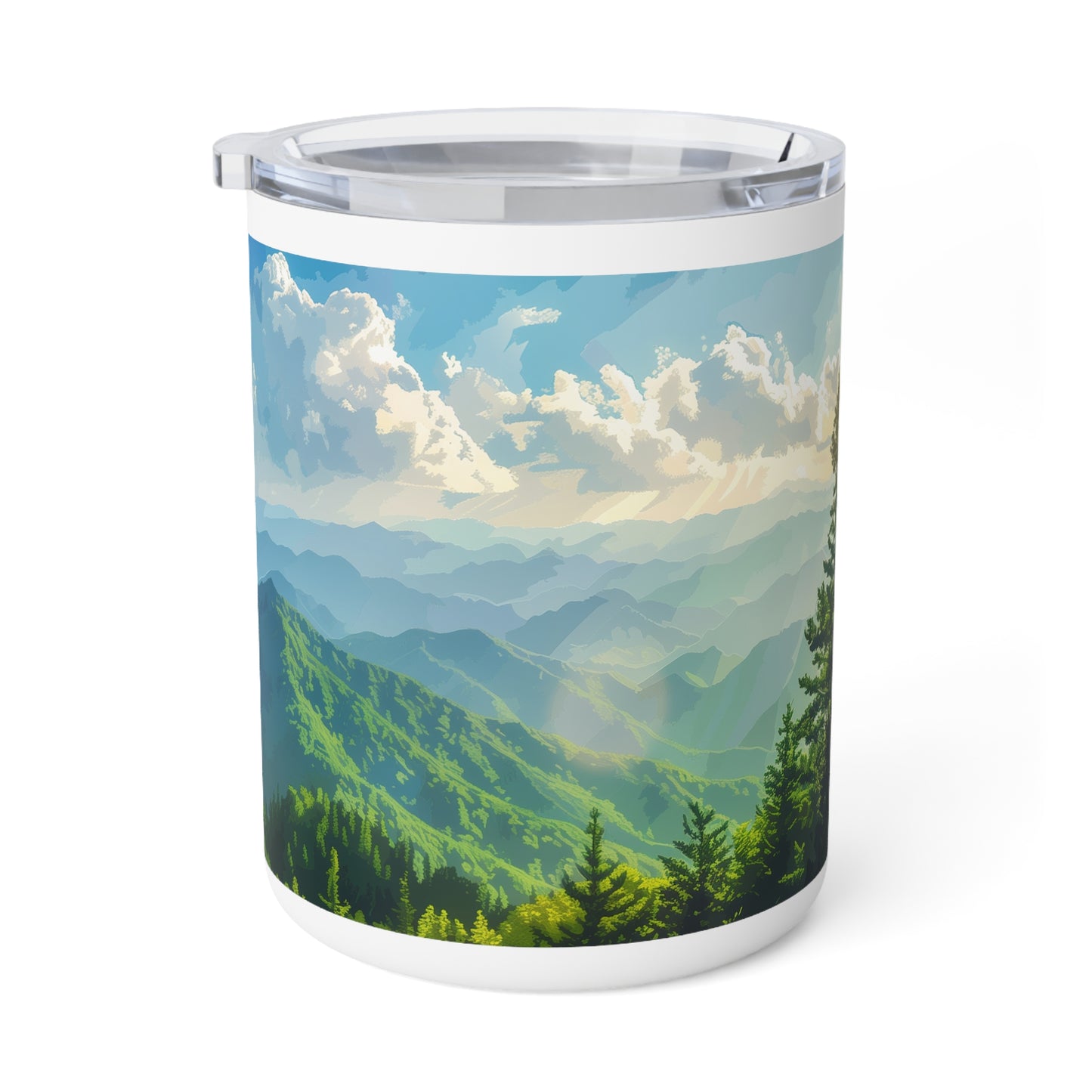 Insulated Coffee Mug with Smoky Mountains National Park Design, 10 oz