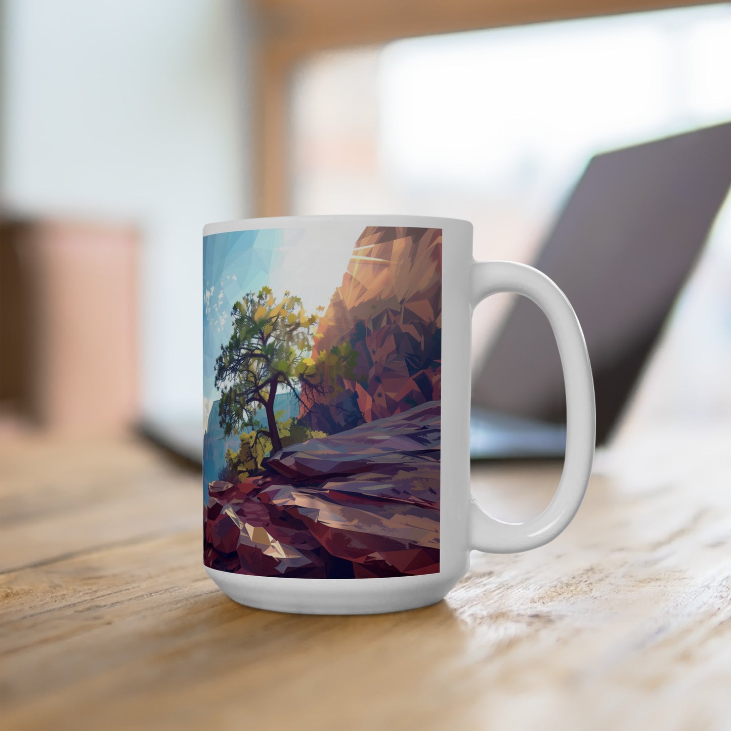 Large Collectible Coffee Mug with Zion National Park Design, 15oz