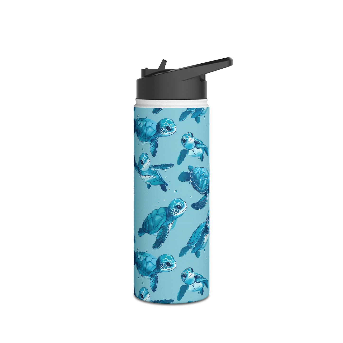 Stainless Steel Water Bottle Thermos, 18oz, Cute Baby Sea Turtles - Double Wall Insulation Keeps Drinks Hot or Cold