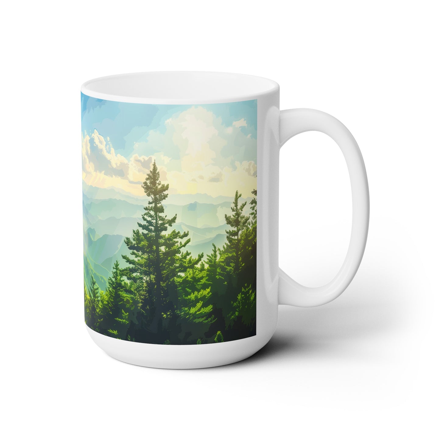 Large Collectible Coffee Mug with Great Smoky Mountains National Park Design, 15oz