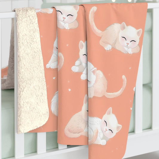 Sherpa Fleece Blanket with Cute Baby Kittens Design, 50×60" Cozy Blanket