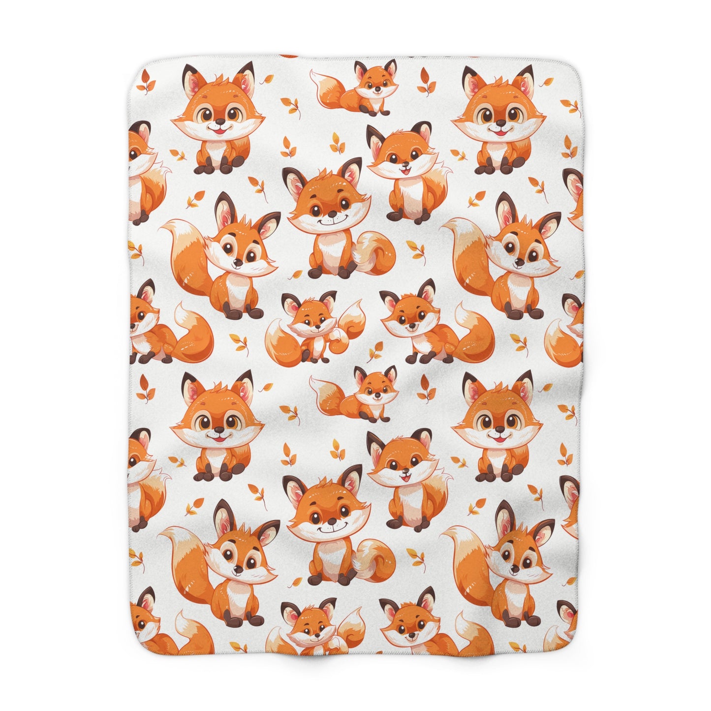 Sherpa Fleece Blanket with Cute Baby Foxes Design, 50×60" Cozy Blanket