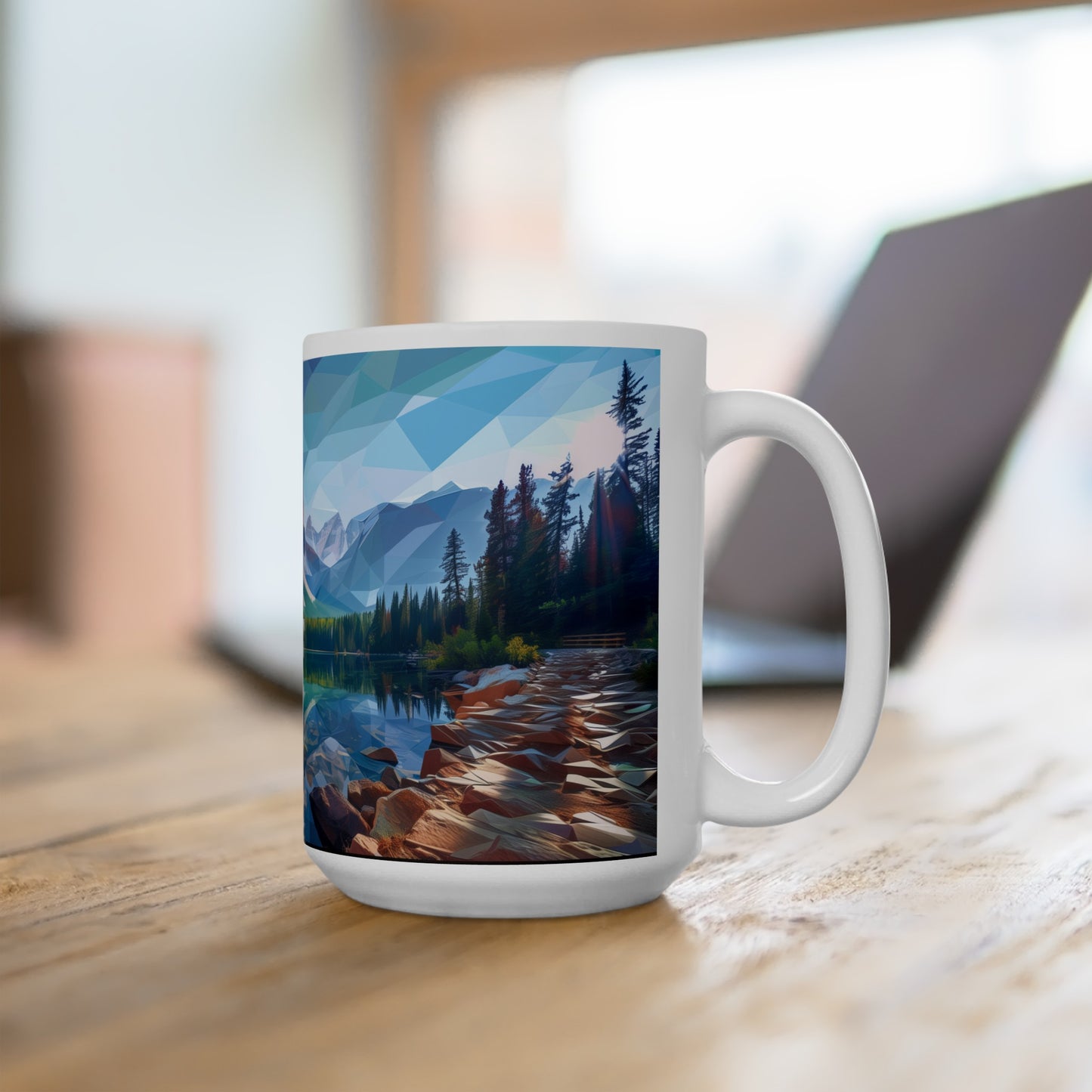 Large Collectible Coffee Mug with Rocky Mountain National Park Design, 15oz