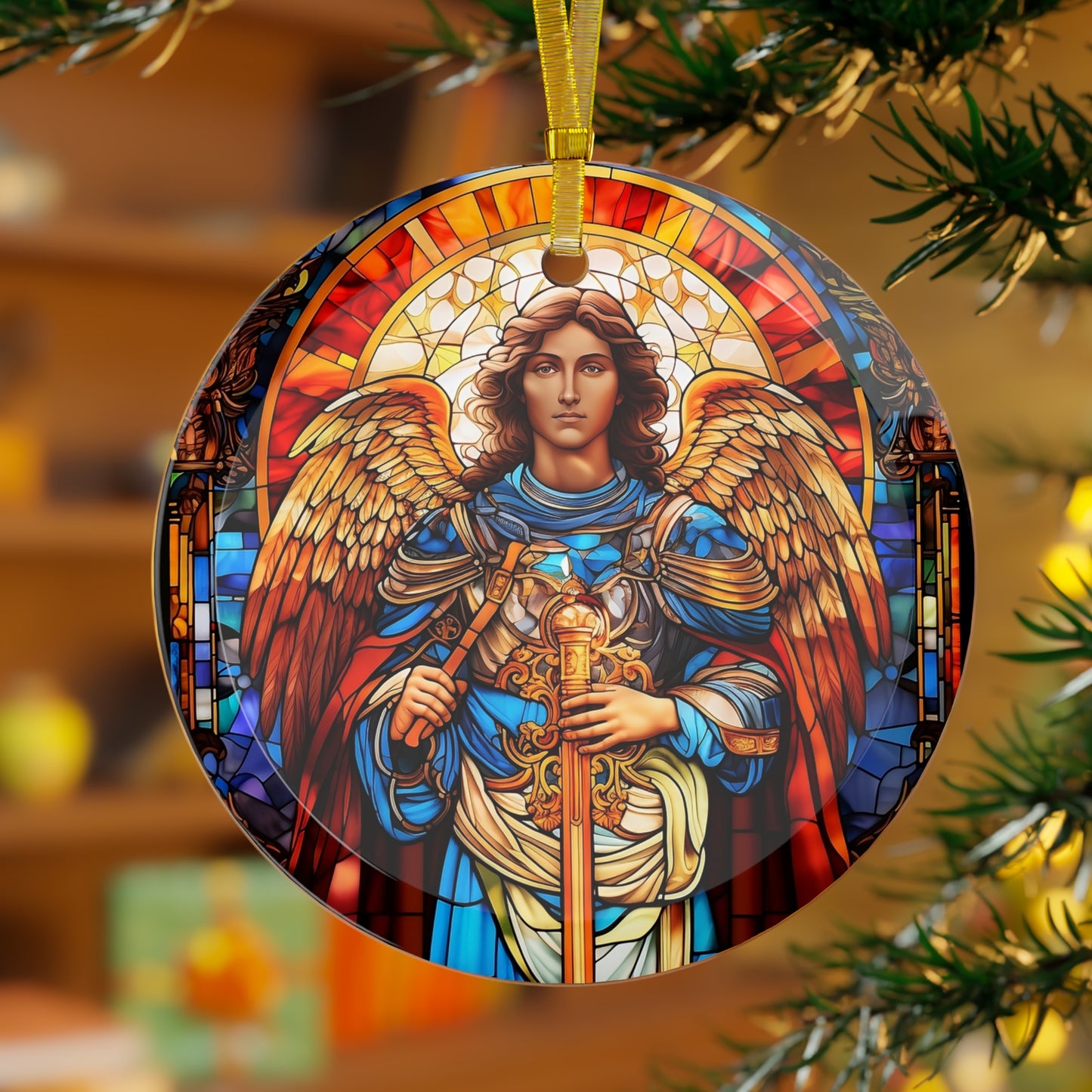 Archangel Raphael Decorative Art Glass Ornament