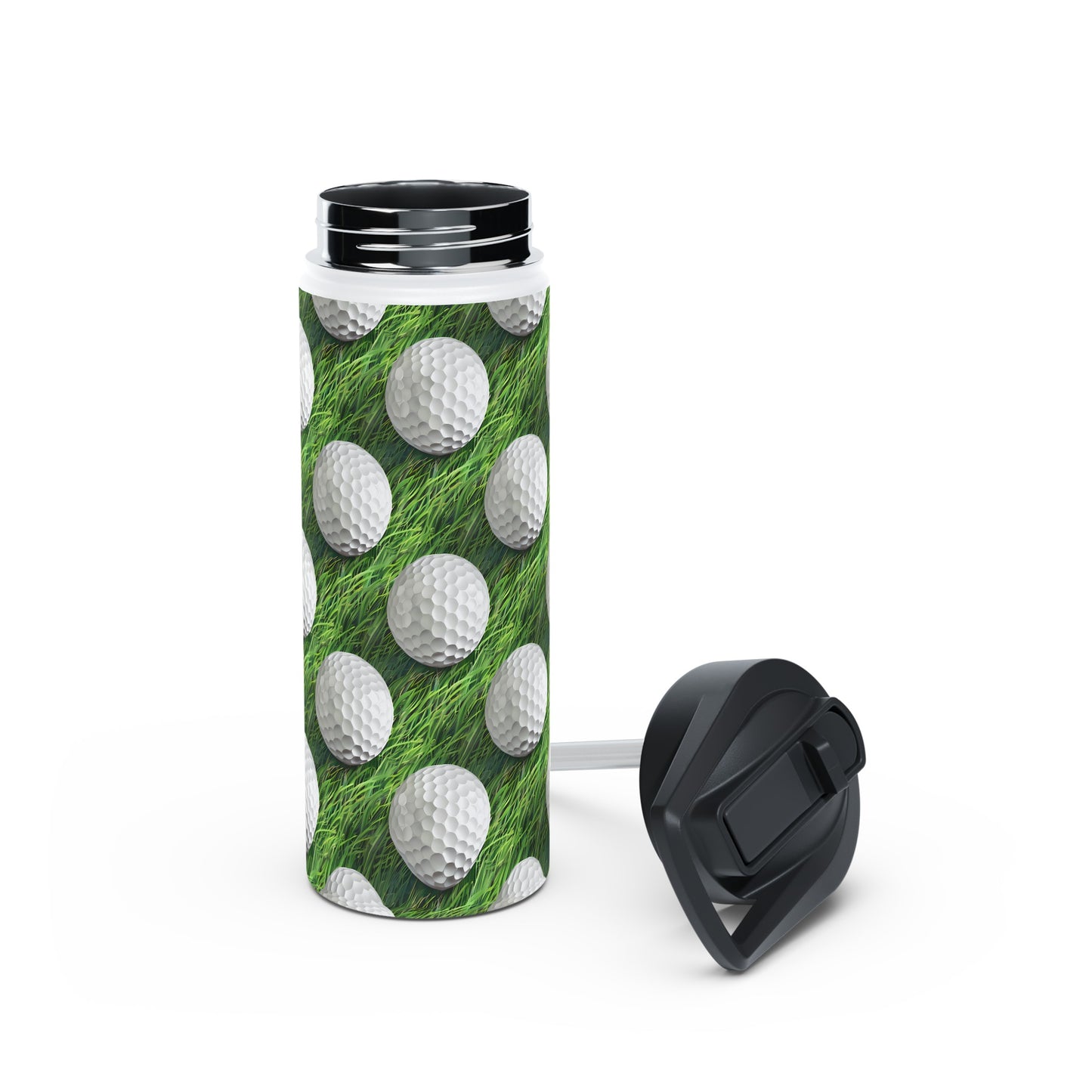 Stainless Steel Water Bottle Thermos, 18oz, 3D Golf Ball - Double Wall Insulation Keeps Drinks Hot or Cold