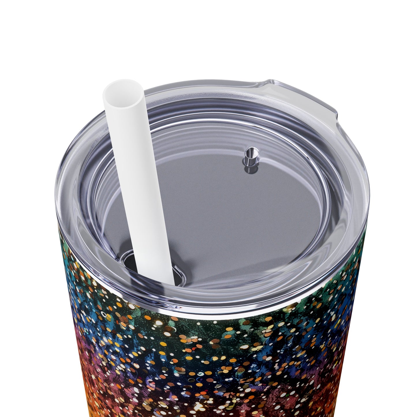Stainless Steel Tumbler with Lid & Straw, 20 oz, Light Rainbow Glitter  - Double-walled, Keeps Drinks Hot or Cold