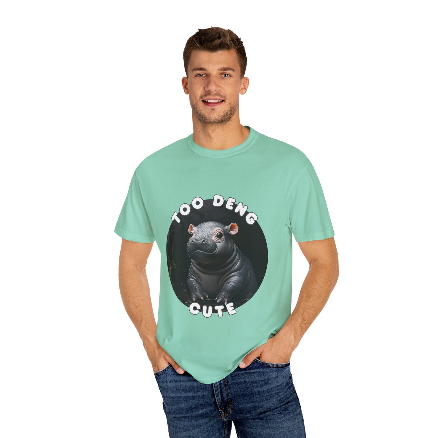 Unisex Garment-Dyed T-Shirt, Moo Deng the Cute Pygmy Hippo | 100% Cotton, Soft-Washed, Relaxed Fit