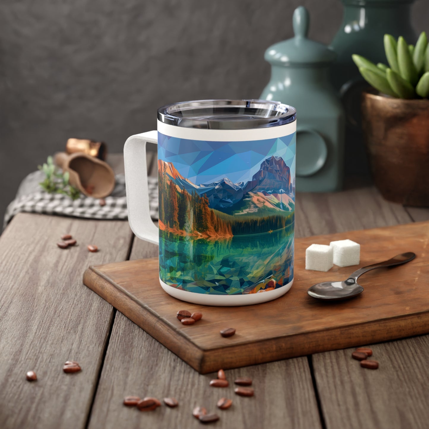 Insulated Coffee Mug with Rocky National Park Design, 10 oz